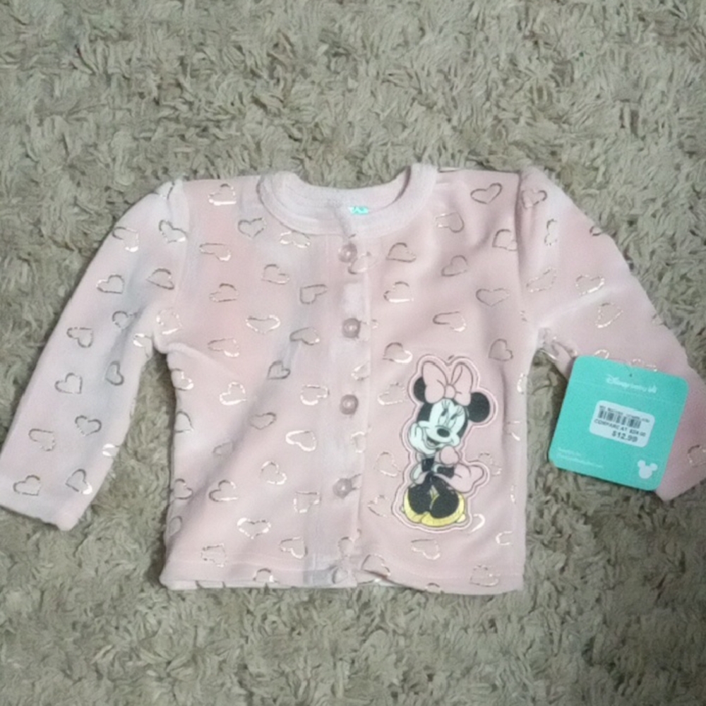 Disney Light Pink Minnie Mouse Button-Up Sweatshirt